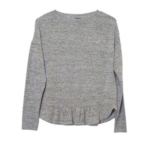 Banana Republic Women's Gray Soft Crew Neck Sweater with Ruffled Hem Size XS